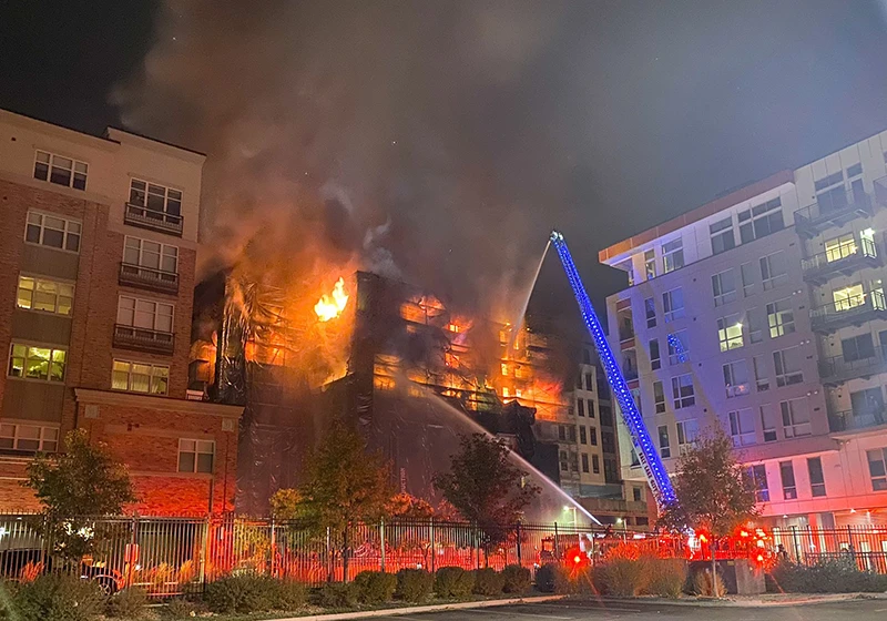 A Salt Lake City Fire truck at the scene of a fire in the Sugarhouse district